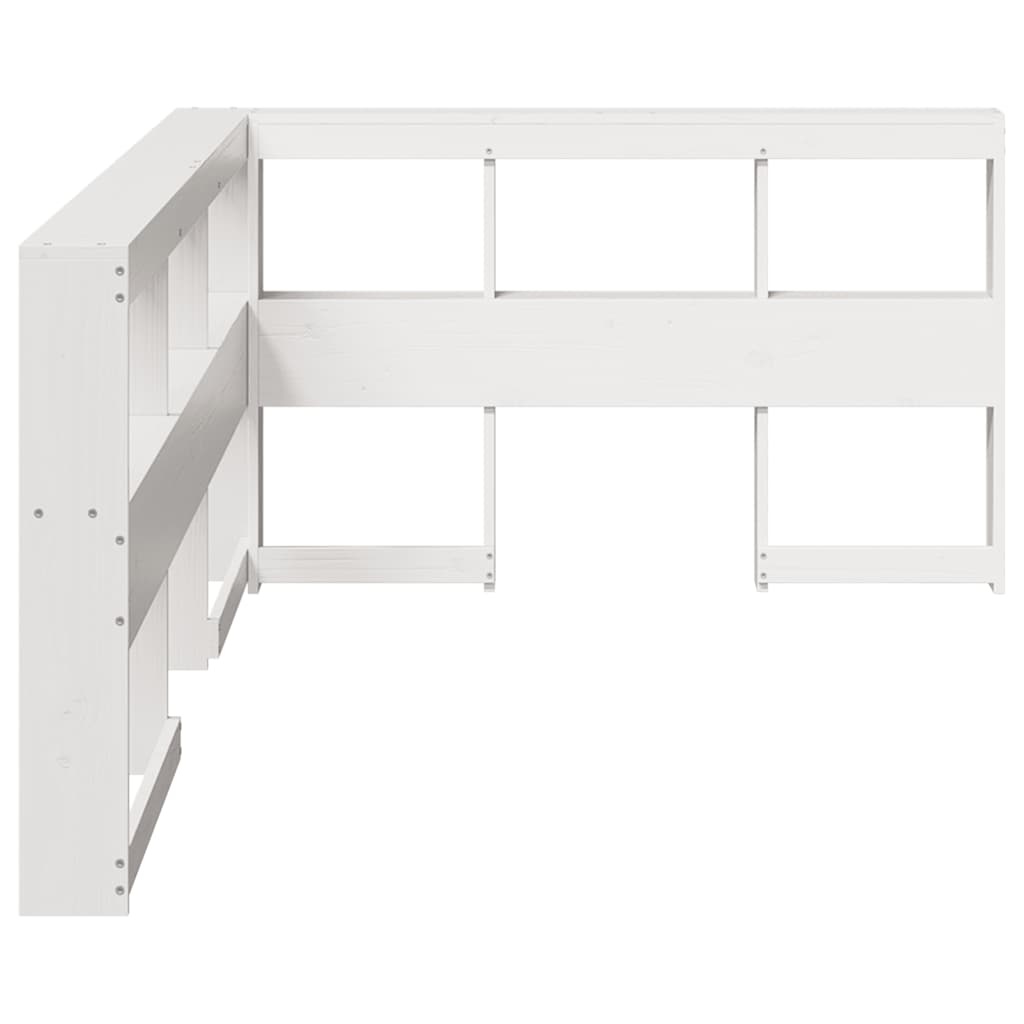 vidaXL Boekenkast Hoofdeinde L-vormig 120 cm massief grenenhout wit