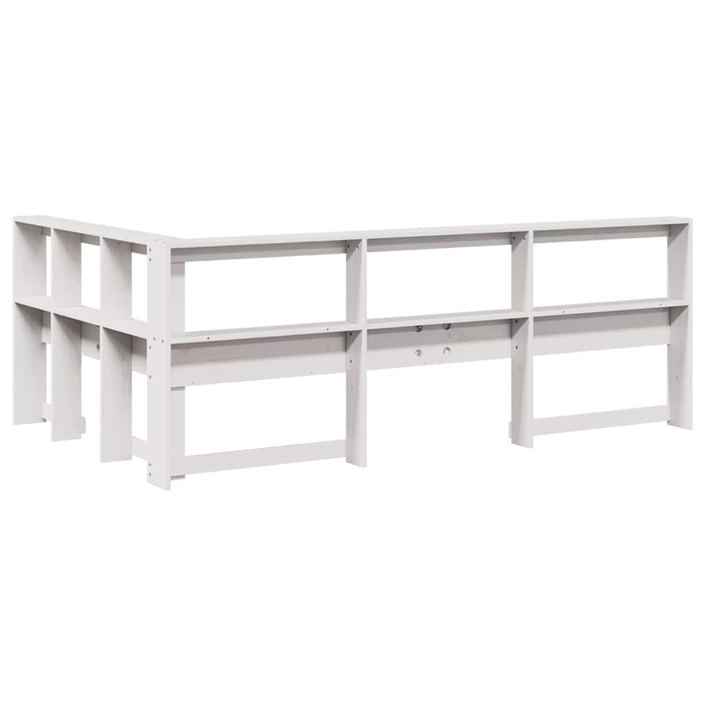 vidaXL Boekenkast Hoofdeinde L-vormig 120 cm massief grenenhout wit