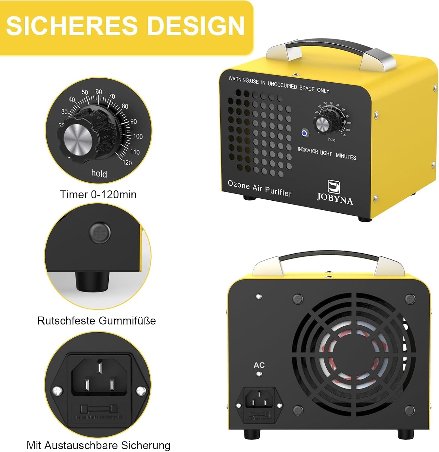 JOBYNA Ozon Generator 10.000mg/u met Afstandsbediening - Luchtreiniger voor Geuren en Schimmels