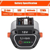 18V 4Ah Vervangende Batterij voor Gardena BLi-18 9840-20 9839-20