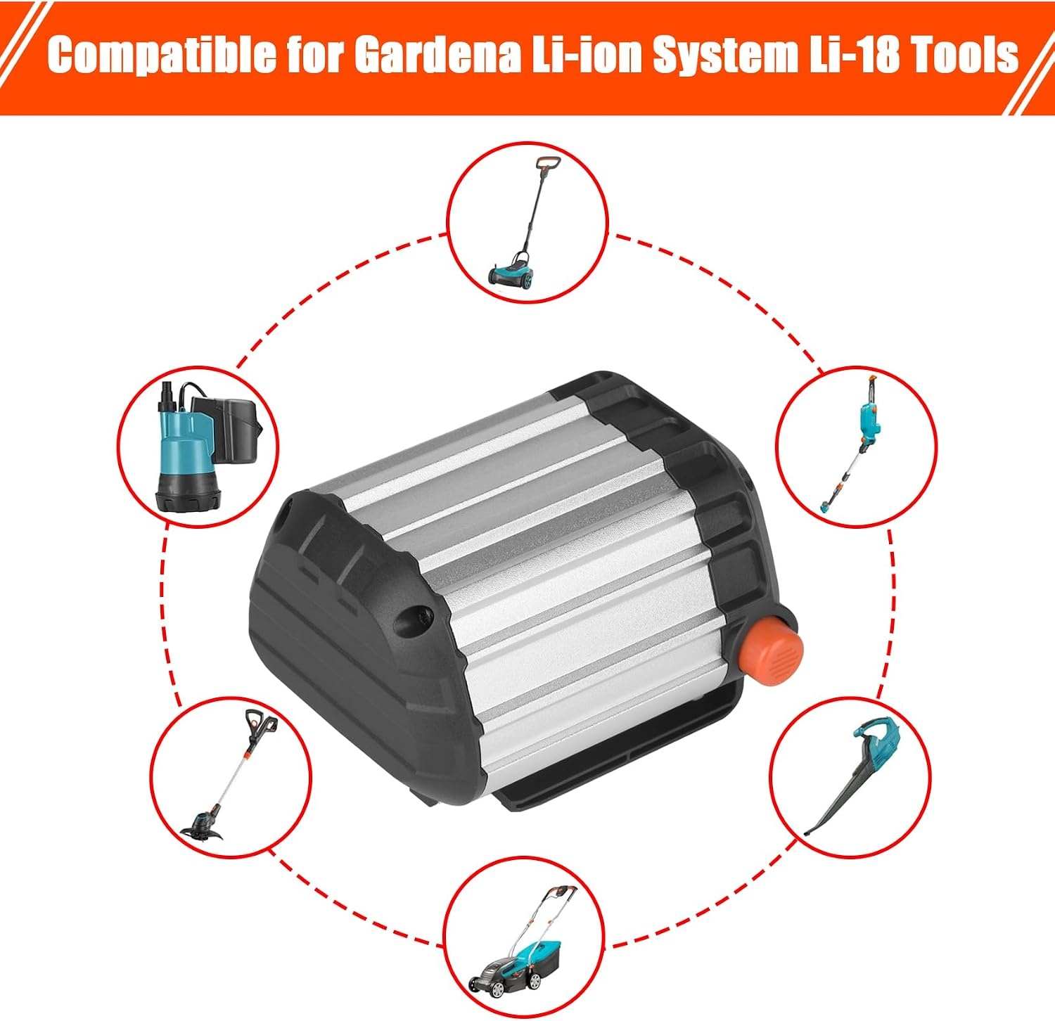 18V 4Ah Vervangende Batterij voor Gardena BLi-18 9840-20 9839-20