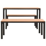 vidaXL 3-delige Tuinset staal en HKC bruin en zwart
