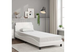 Wit Kunstlederen Bedframe "Dover" 90x190 cm - 66% Korting