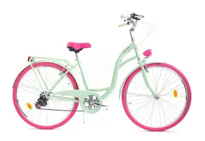 Meisjesfiets 26 inch 7 versnellingen, mintgroen/roze, 17 inch frame - 55% korting