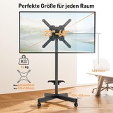 Mobiele standaard op wielen voor tv's van 23 tot 60 inch, tv-trolley met verstelbare hoogte en helling, maximale VESA-compatibiliteit van 400 x 400 mm, tot 35 kg, rotatie bij