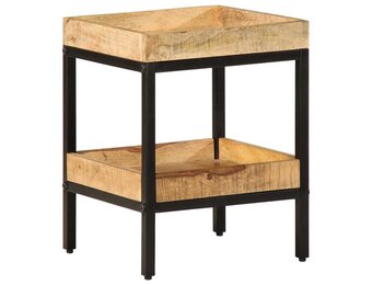 vidaXL Bijzettafel met plank Bruin 35 x 35 x 45 cm massief mangohout