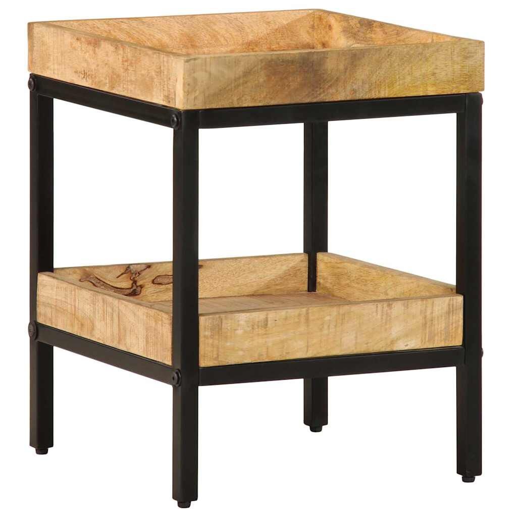 vidaXL Bijzettafel met plank Bruin 35 x 35 x 45 cm massief mangohout