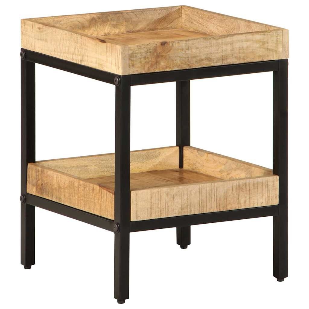 vidaXL Bijzettafel met plank Bruin 35 x 35 x 45 cm massief mangohout
