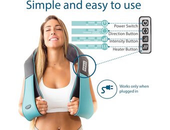 Shiatsu rugschouder & nek massager met warmte - diepe weefsel 3d kneden kussen massager voor nek, rug, schouders, voet, benen - elektrische volledige lichaamsmassage - voor thuis & de auto