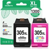 COLORETTO 305XL Gereviseerde Inktcartridges HP (Zwart/Kleur), 33% Korting