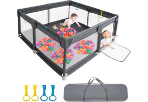 Babybox Wasbaar Grijs-Zwart 150x150 cm - 34% Korting