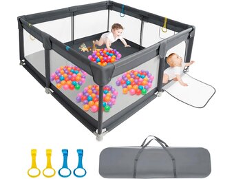Babybox Wasbaar Grijs-Zwart 150x150 cm - 34% Korting