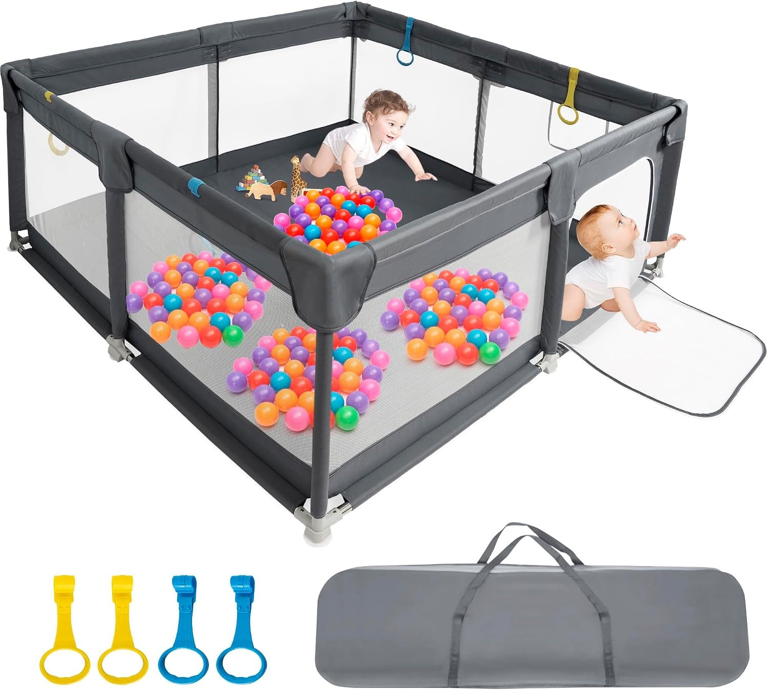 Babybox Wasbaar Grijs-Zwart 150x150 cm - 34% Korting