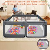 Babybox Wasbaar Grijs-Zwart 150x150 cm - 34% Korting