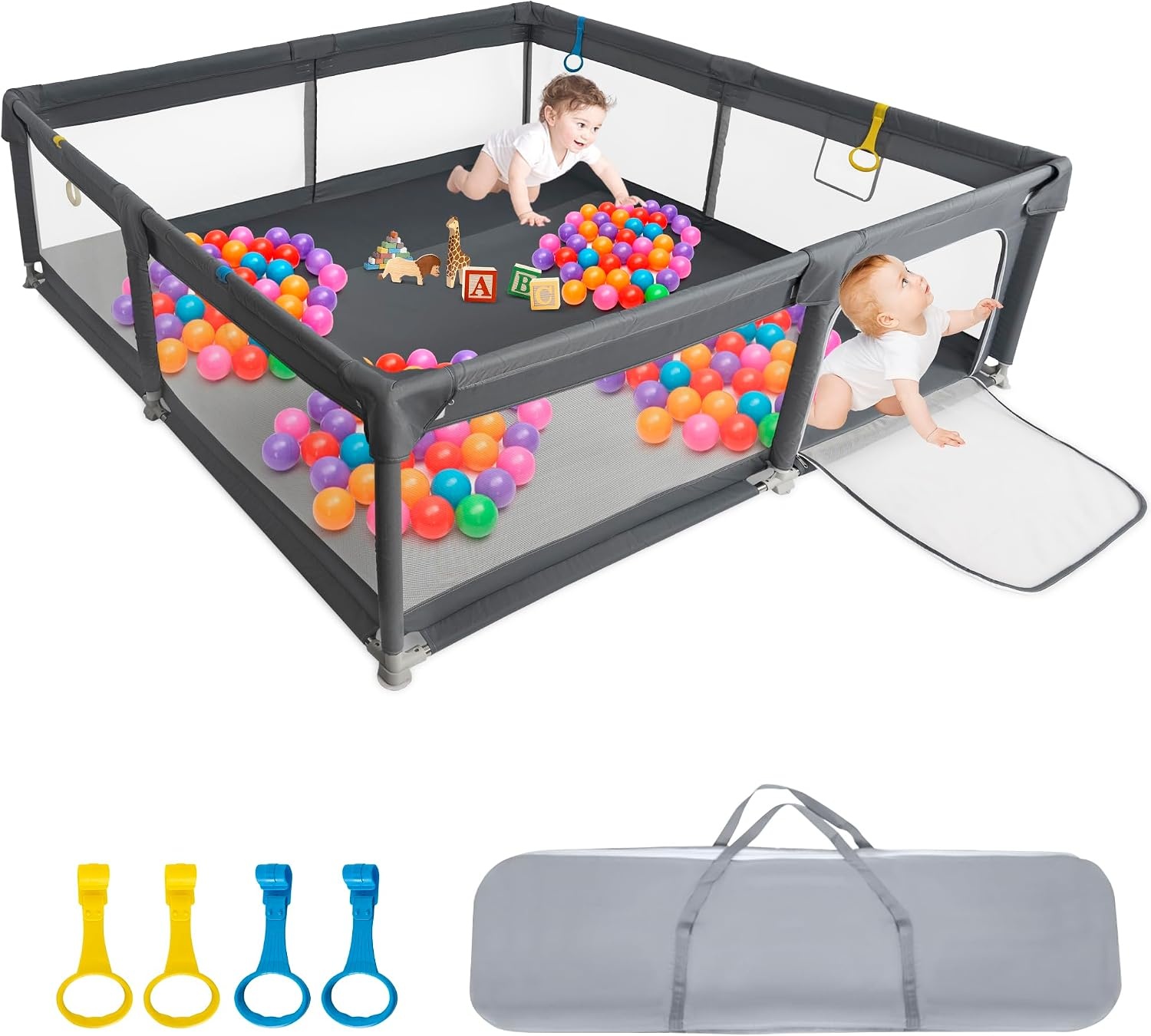 Babybox Wasbaar Grijs-Zwart 150x150 cm - 34% Korting