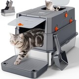 XL Overdekte Kattenbak RVS Donkergrijs - 34% Korting