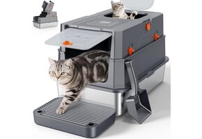 XL Overdekte Kattenbak RVS Donkergrijs - 34% Korting