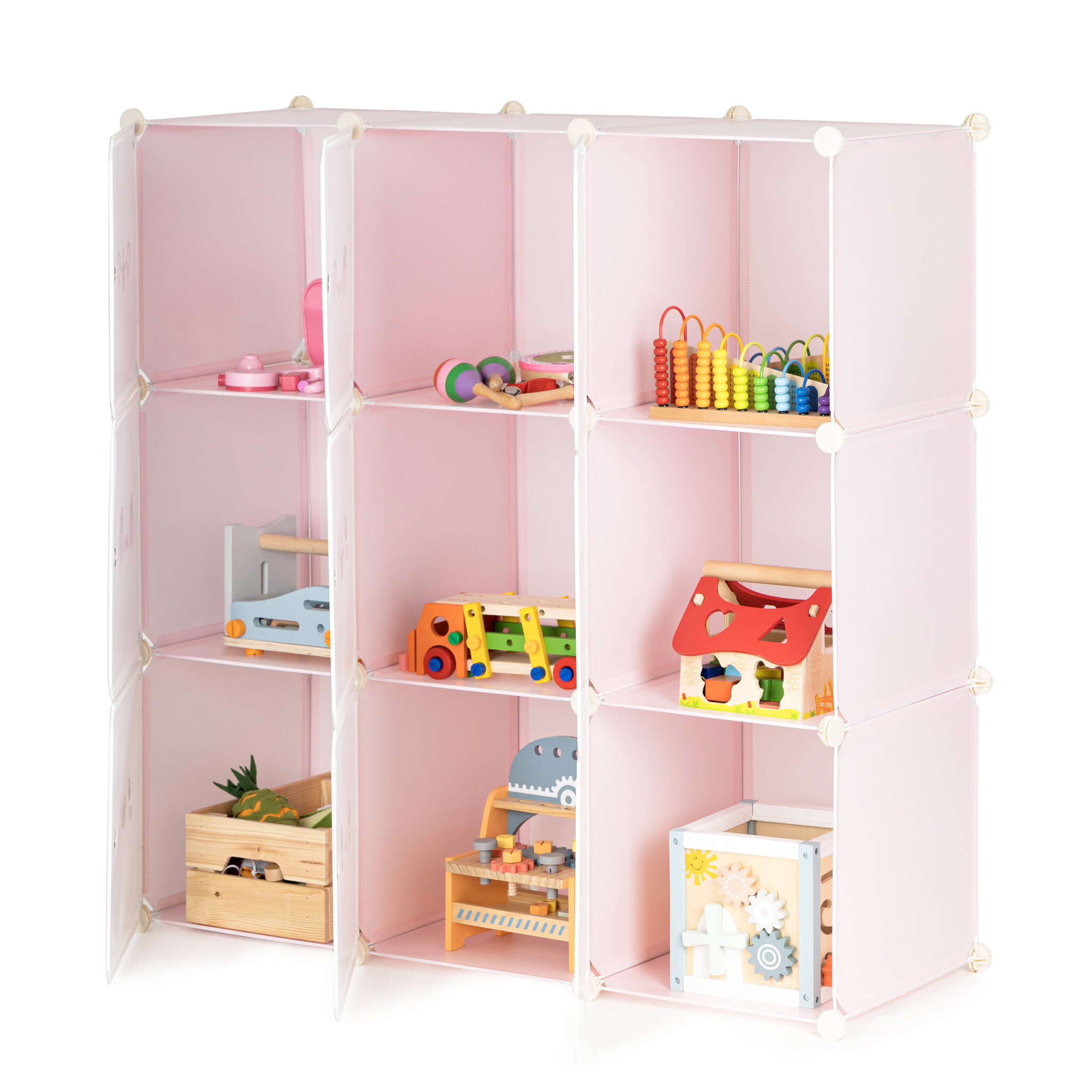 Roze Speelgoedkast met 9 Deuren - 110x110x37 cm - Snuitjes Design