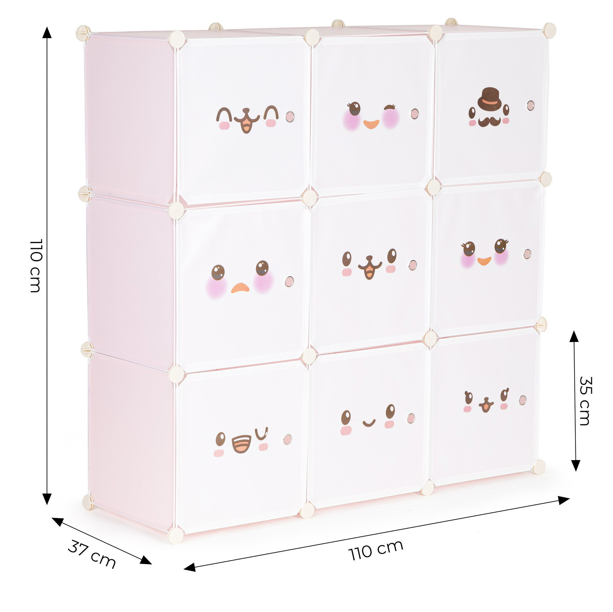 Roze Speelgoedkast met 9 Deuren - 110x110x37 cm - Snuitjes Design