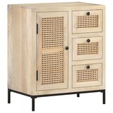 Dressoir Massief Mangohout & Riet 60x35x70 cm - 59% Korting