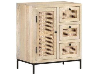 Dressoir Massief Mangohout & Riet 60x35x70 cm - 59% Korting