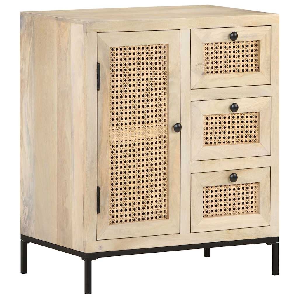 Dressoir Massief Mangohout & Riet 60x35x70 cm - 59% Korting