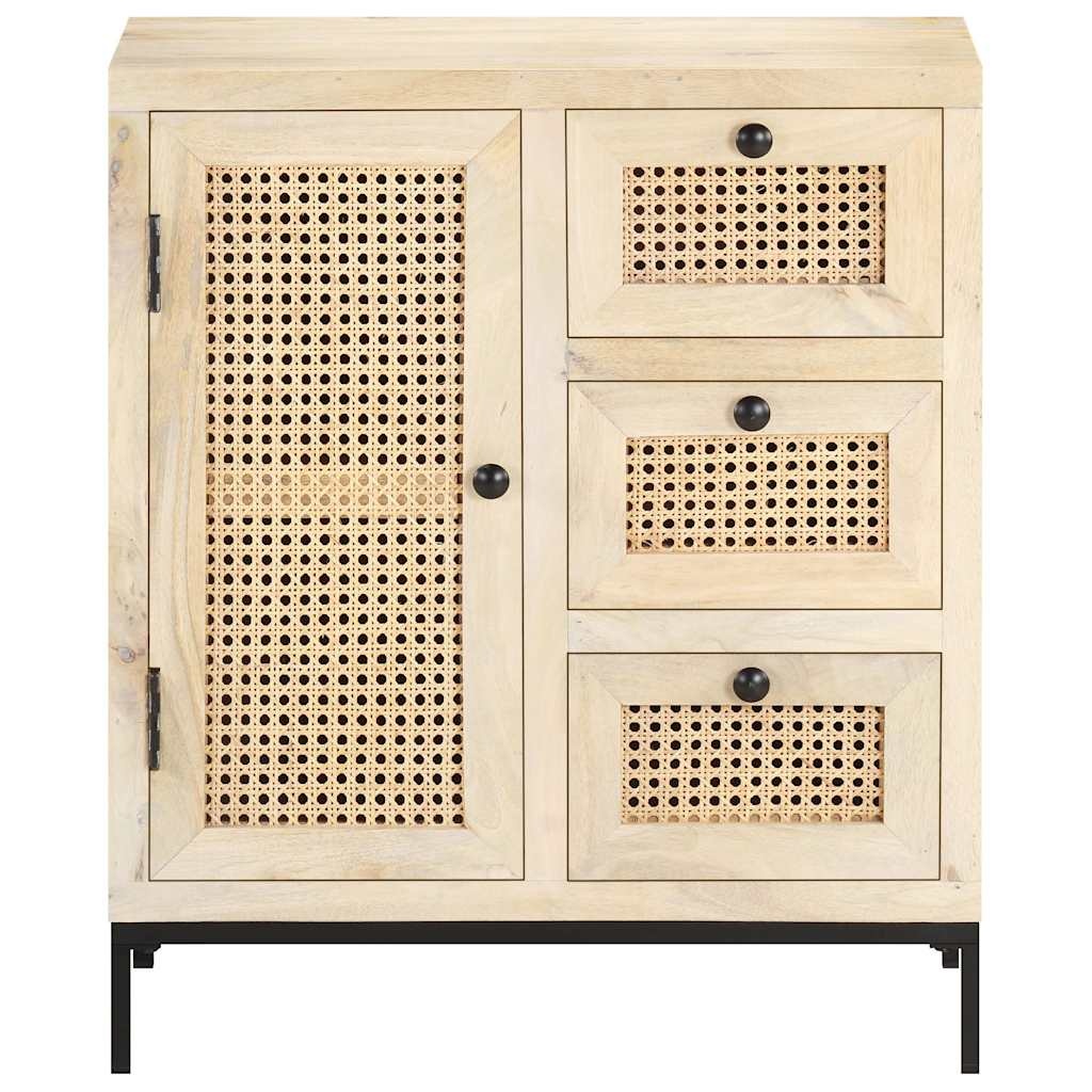 Dressoir Massief Mangohout & Riet 60x35x70 cm - 59% Korting