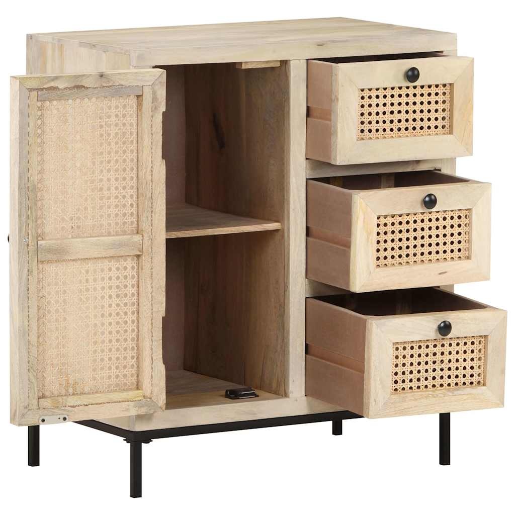 Dressoir Massief Mangohout & Riet 60x35x70 cm - 59% Korting
