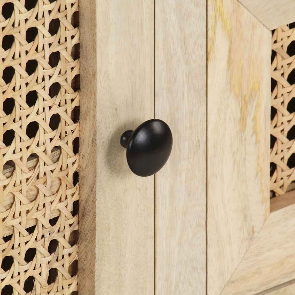 Dressoir Massief Mangohout & Riet 60x35x70 cm - 59% Korting