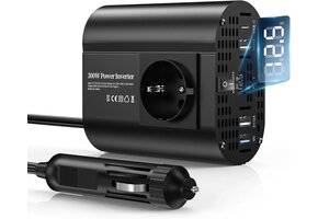 Auto Omvormer 12V naar 220V 300W Zwart met 3x USB & PD 30W - 33% Korting!