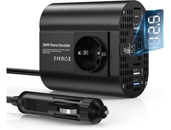Auto Omvormer 12V naar 220V 300W Zwart met 3x USB & PD 30W - 33% Korting!