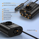 Auto Omvormer 12V naar 220V 300W Zwart met 3x USB & PD 30W - 33% Korting!