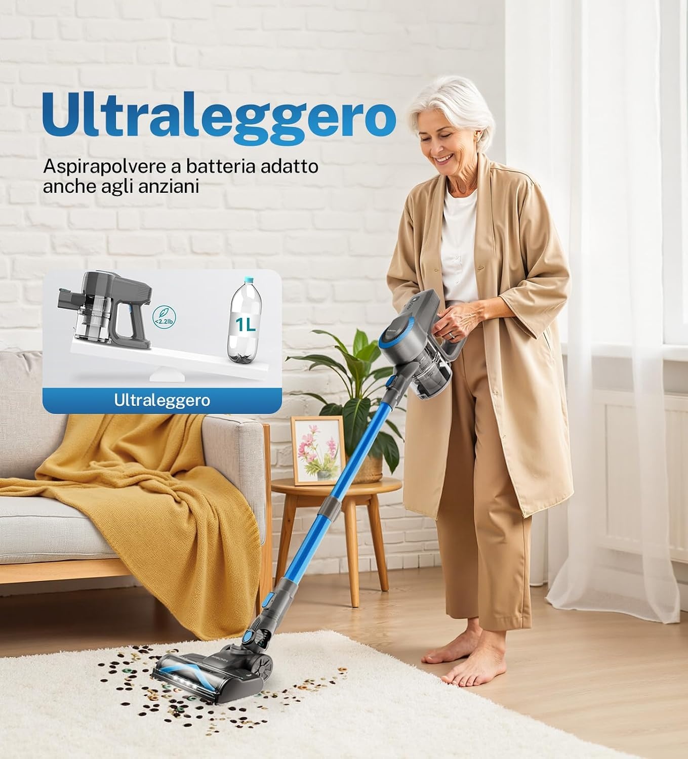 Draadloze Steelstofzuiger 28000 Pa, 175W, 55min, Tapijt & Harde Vloeren, Dierenharen - 34% Korting