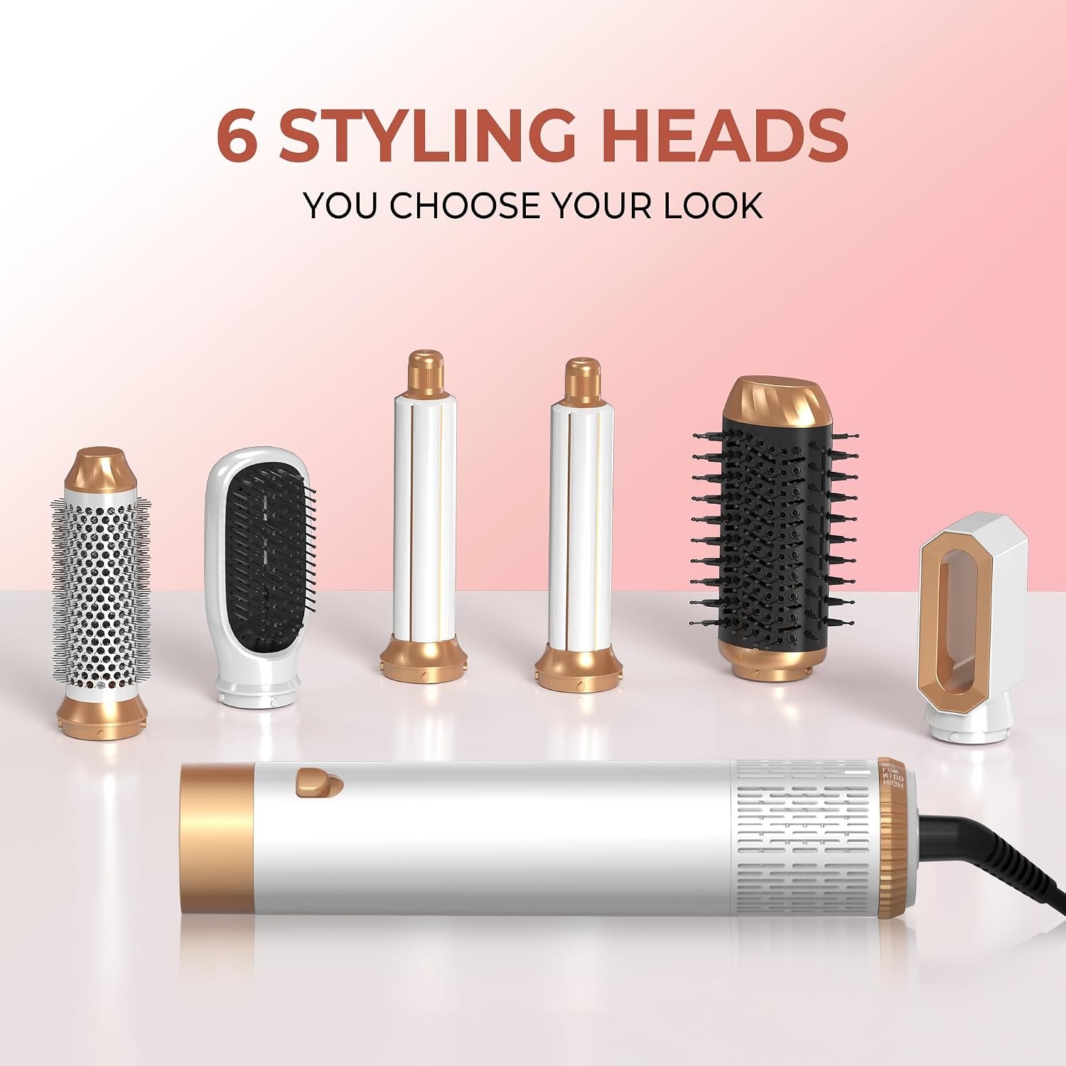 Haarstyler 6-in-1 Wit 1000W | Heteluchtborstel & Föhn 34% Korting