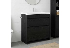 Badkamer Kast Onder Wasbak Zwart Eiken 78,5x37,5x81 cm - 62% Korting
