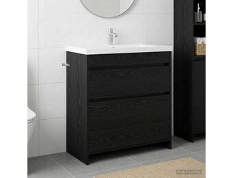 Badkamer Kast Onder Wasbak Zwart Eiken 78.5x37.5x81 cm - 54% Korting