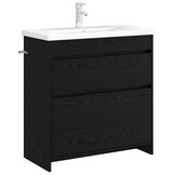 Badkamer Kast Onder Wasbak Zwart Eiken 78.5x37.5x81 cm - 54% Korting