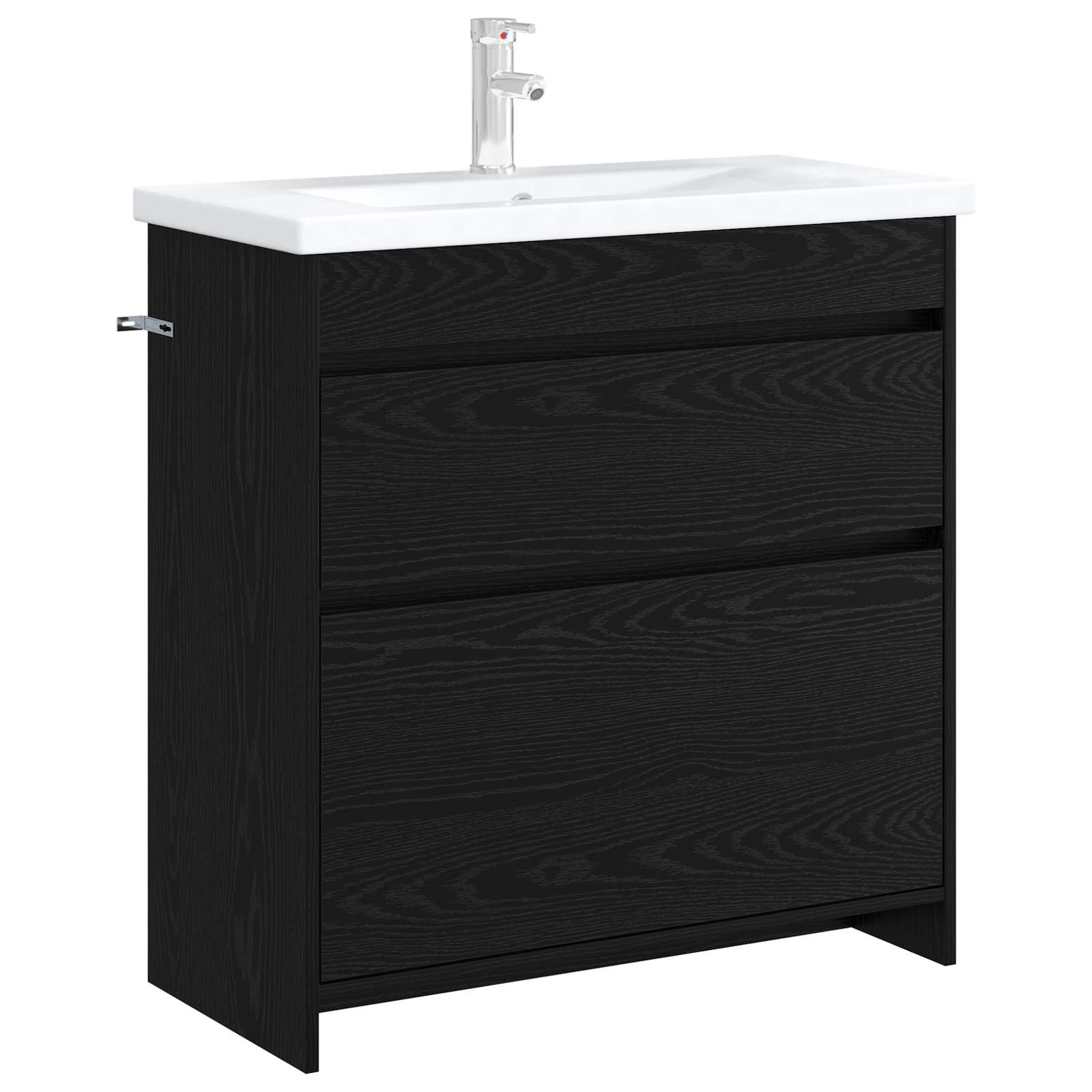 Badkamer Kast Onder Wasbak Zwart Eiken 78.5x37.5x81 cm - 54% Korting