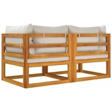 vidaXL Hoekbanken 2x, Acaciahout, Lichtgrijs, 35% Korting