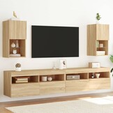 TV-meubel met LED-verlichting Sonoma Eiken - 30,5x30x60 cm - 34% Korting