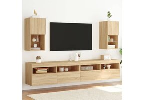 TV-meubel met LED-verlichting Sonoma Eiken - 30,5x30x60 cm - 34% Korting