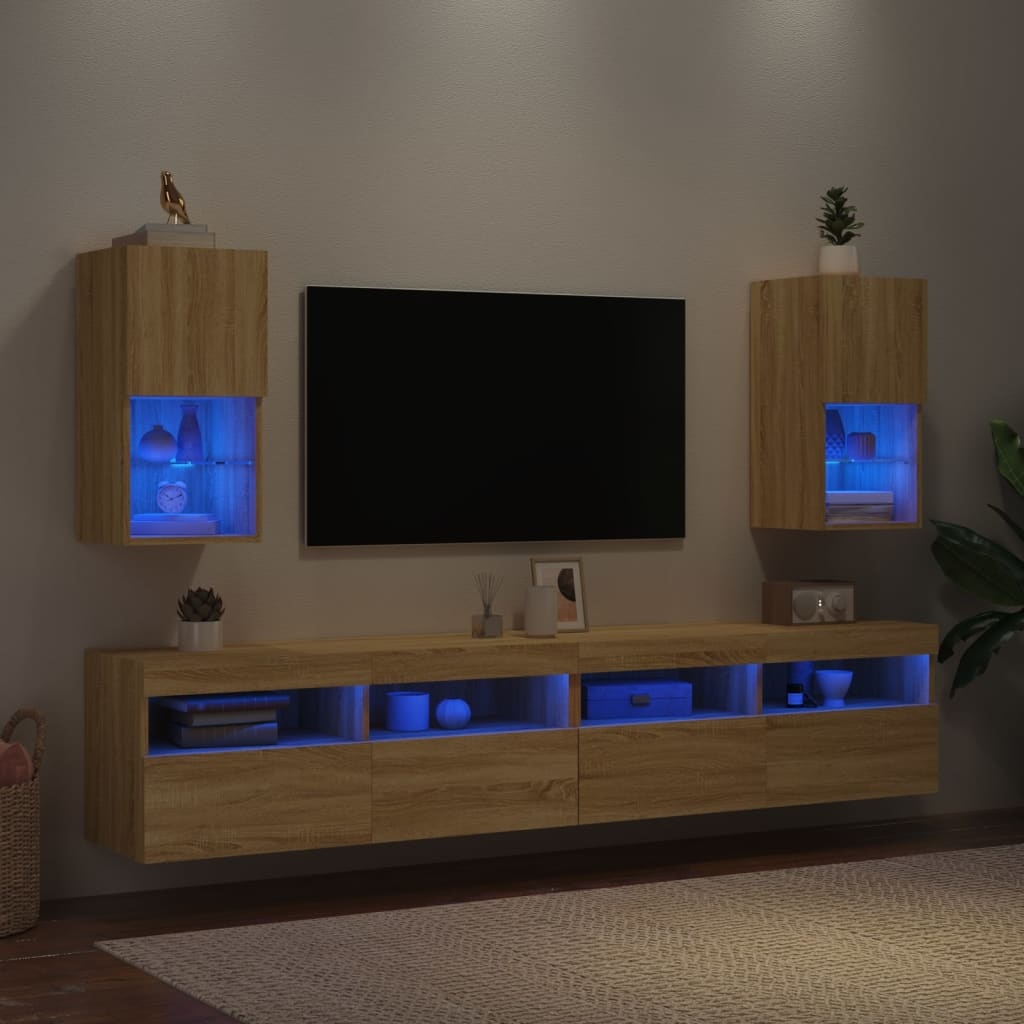 TV-meubel met LED-verlichting Sonoma Eiken - 30,5x30x60 cm - 34% Korting