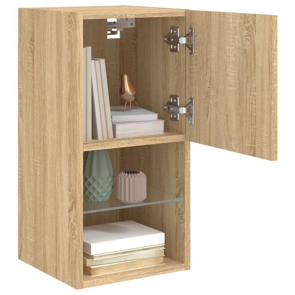 TV-meubel met LED-verlichting Sonoma Eiken - 30,5x30x60 cm - 34% Korting