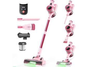 Draadloze Steelstofzuiger Dierenharen 45kPa Roze - 34% Korting!