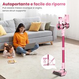 Draadloze Steelstofzuiger Dierenharen 45kPa Roze - 34% Korting!