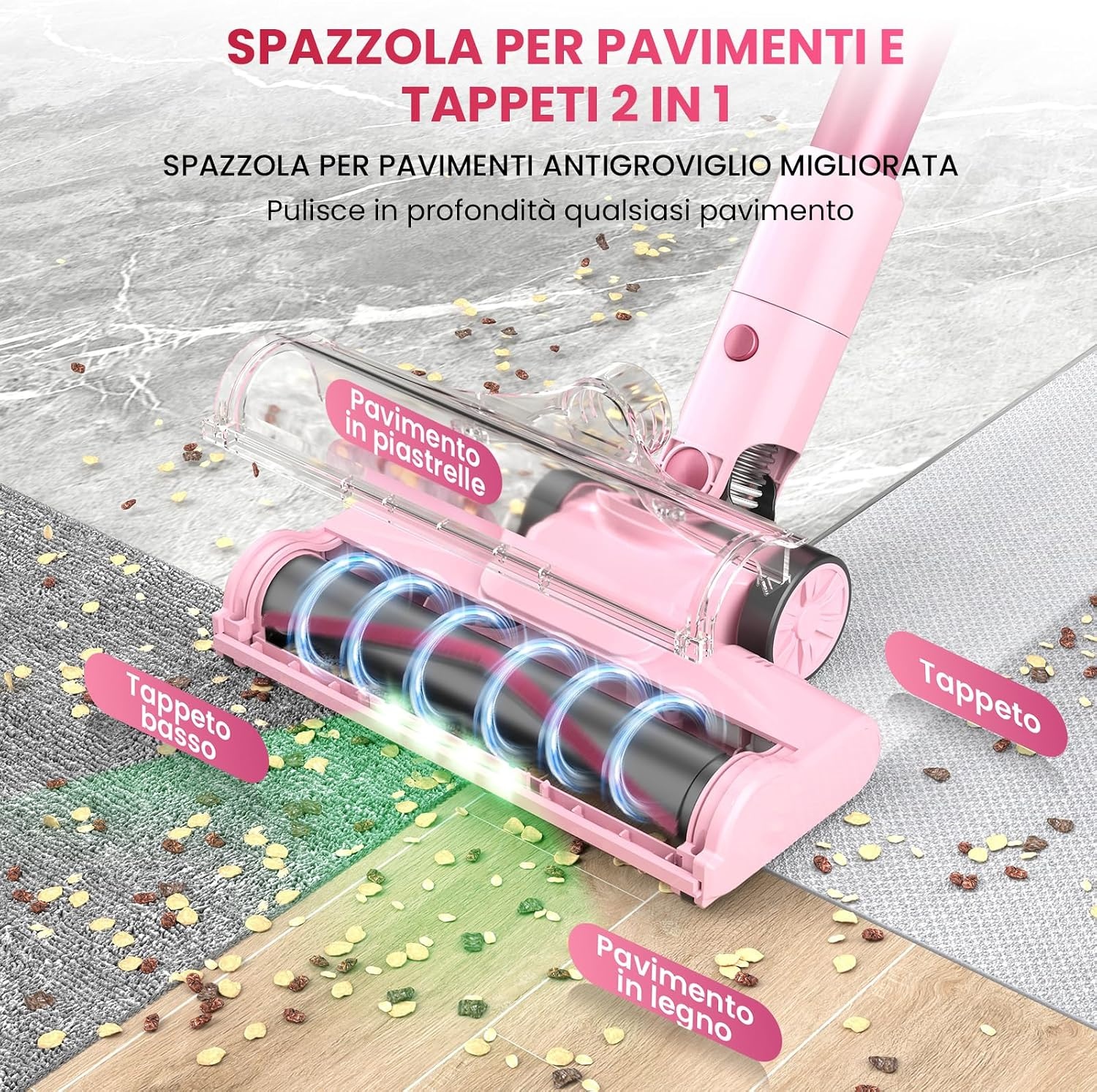 Draadloze Steelstofzuiger Dierenharen 45kPa Roze - 34% Korting!