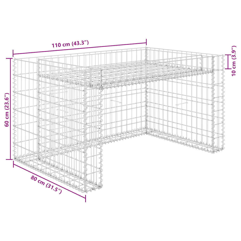 Grasmaaieroverkapping met plantenbak Staaldraad 110x80x60cm - 54% Korting