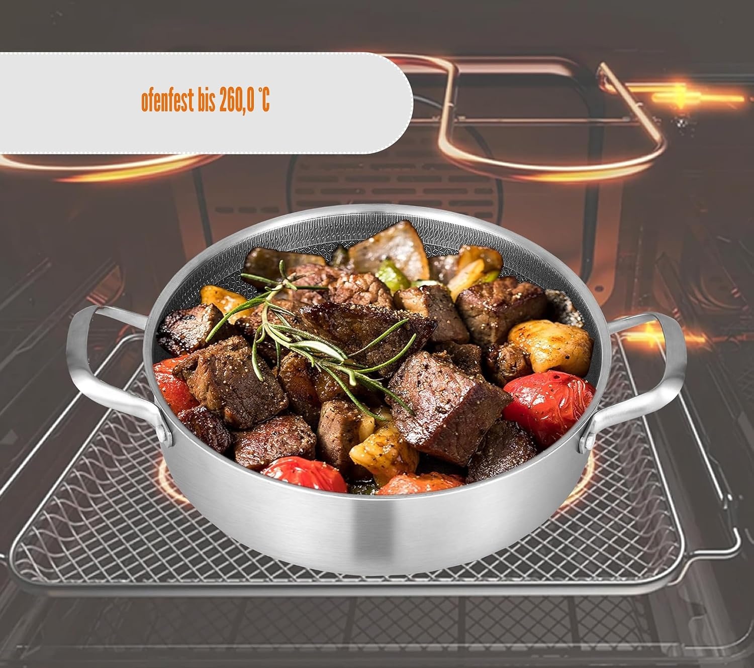 Hybride Koekenpan 26cm 2,5L met Deksel - Keramisch PFAS/PTFE-vrij - 34% Korting