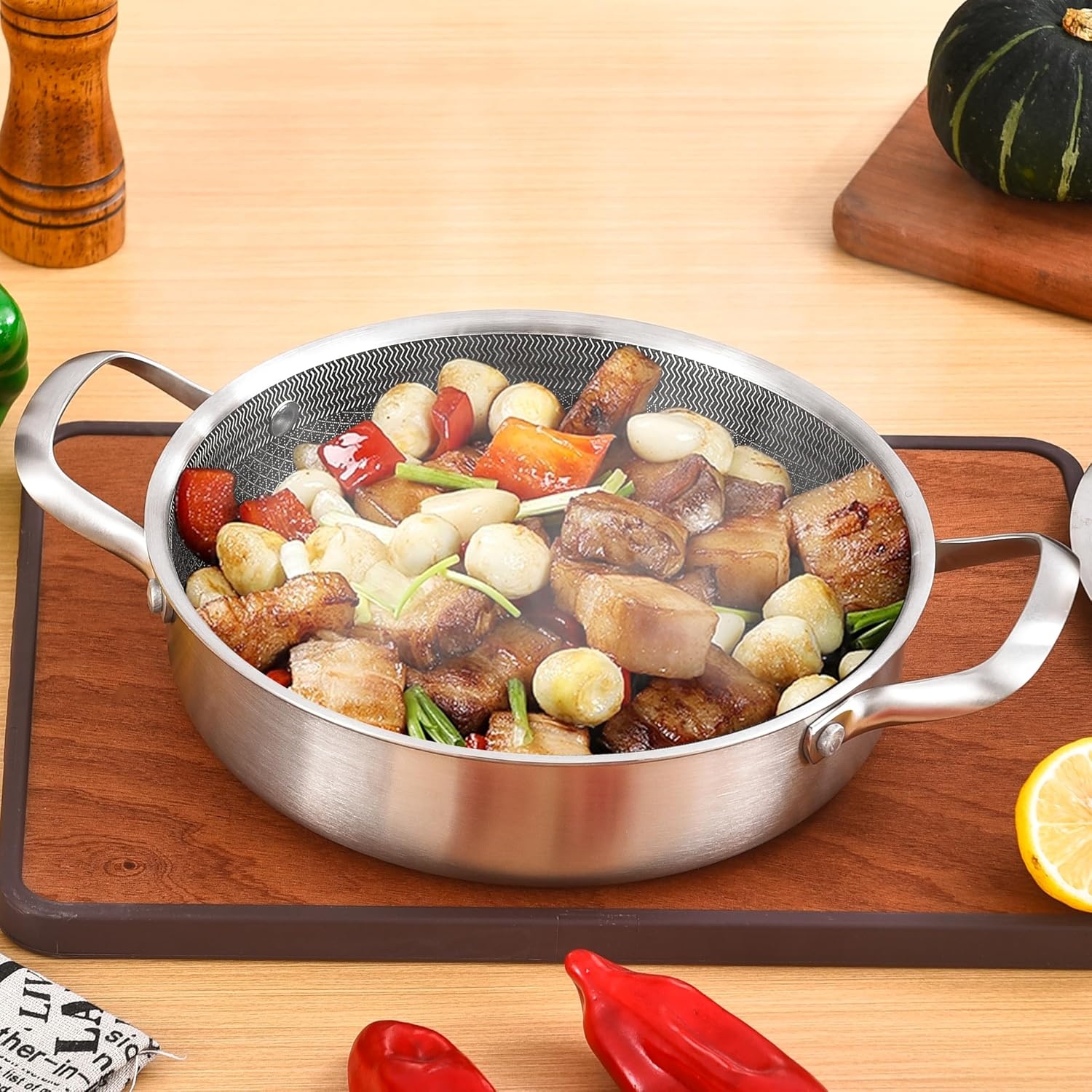 Hybride Koekenpan 26cm 2,5L met Deksel - Keramisch PFAS/PTFE-vrij - 34% Korting