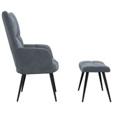 Relaxstoel met Voetenbank Donkergrijs Fluweel - 59% Korting!